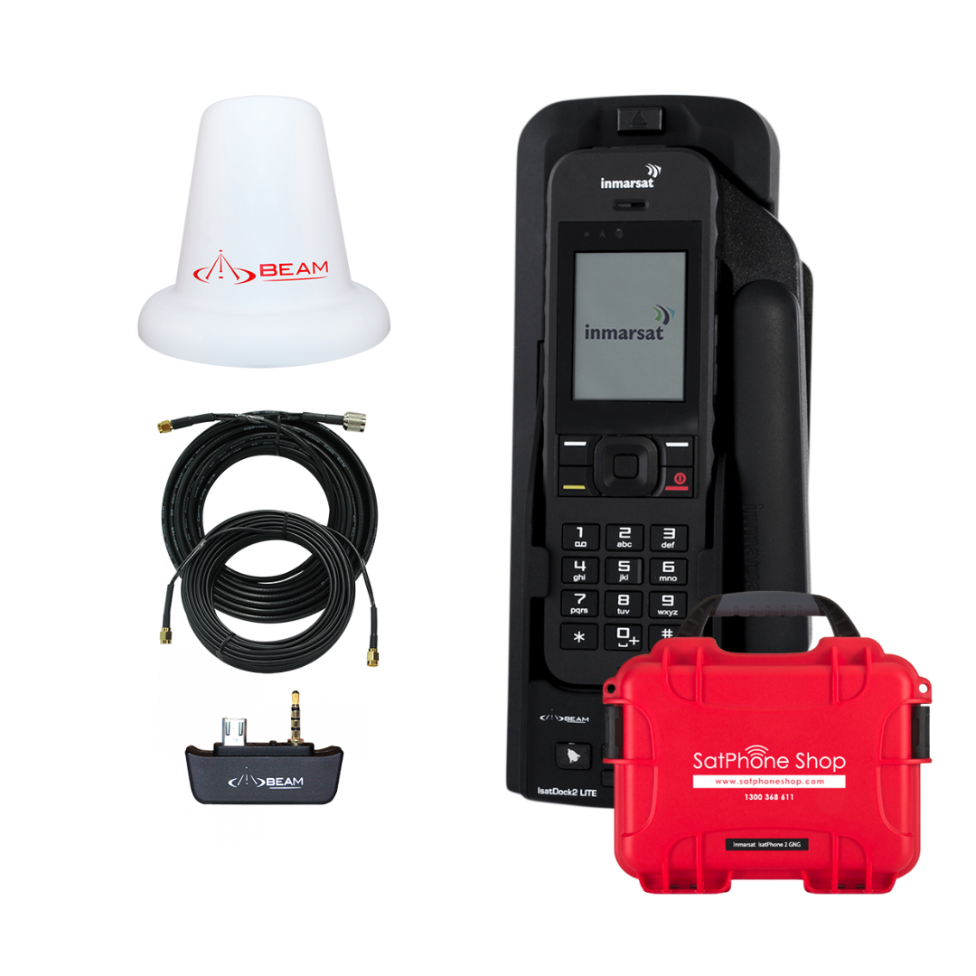 Inmarsat IsatPhone 2 Beam Lite Dock2 bundle with antenna and handset