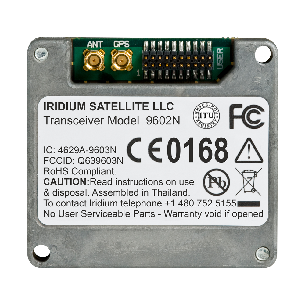 Iridium 9602N SBD transceiver module rear label view